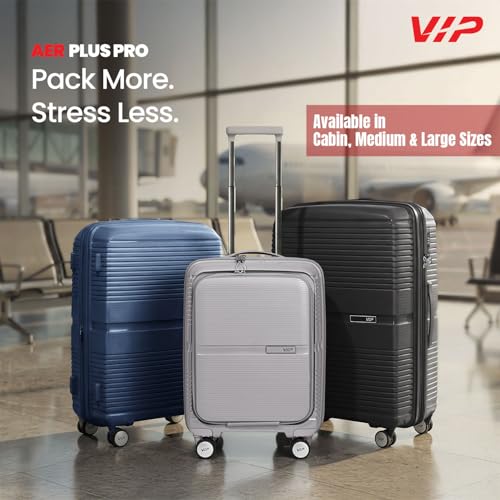 Image of VIP AER Plus Pro Check-in Trolley Bag 77cm | Large | Hard Luggage | Smooth 8-Wheel Suitcase | Premium Polypropylene | Flushed TSA Lock Business Travel Luggage | 3 Years International Warranty (Grey)