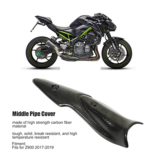 Aramox Tubo de Enlace Medio de Escape Escudo Térmico, Tubo de Enlace Medio de Escape de Motocicleta Escudo Térmico Protector de Tubo de Fibra de Carbono para Z900 2017‑2019