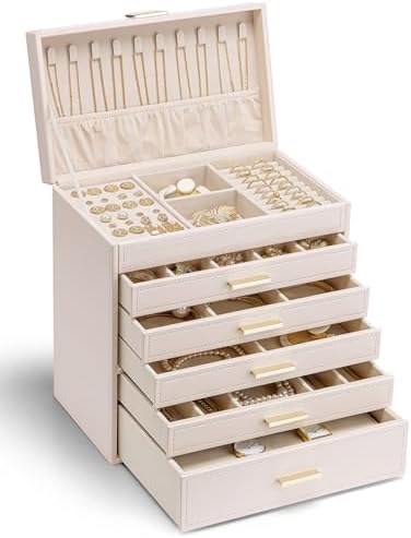 （21:30時点） Vlando 大容量 ジュエリーボックス 6段式 引出し 小物入れ ピアス ネックレス 指輪 イヤリング 腕時計 収納 ケース (ピンク)