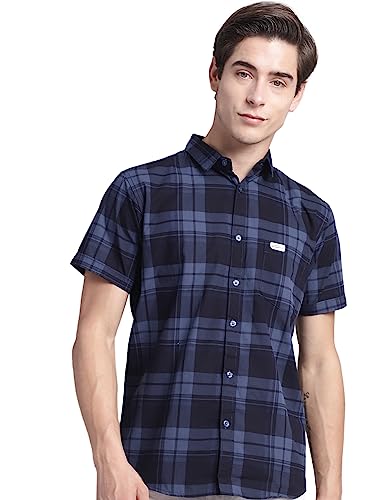 Image of Majestic Man Men Cotton Checkered Half Sleeve Slim Fit Casual Shirt