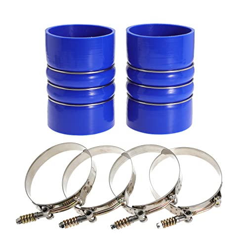 Image of Silicone Charge Air Cooler Hump Hose Boot Set 4 inch X 6 inch 4 inch with T Bolt Clamp Blue