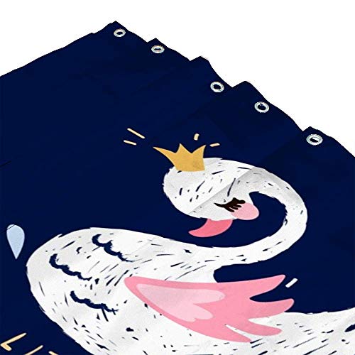 Rideau de douche imperméable en polyester à motif cygne pour bloquer les éclaboussures