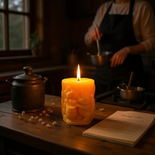Image of Teddy Honey Pot Candle & Moonlit Jasmine Car Hanging Diffuser - Home Decor & Car Fragrance Combo