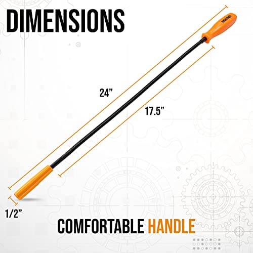 24” Flexible Magnetic Grabber Pickup Tool, Long Flexible Bend-It Magnet Snake Pick-Up Bendable Retriever Stick, Useful For Hard-To-Reach Sink Drains, Car Keys, Usb’s, Bolts, Nuts, & Screws –By Ram-Pro #TOP2