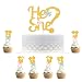 Produktbild Hifot Kuchendekoration Baby Gender Reveal Party, 30pcs Cupcake Topper Dekorationen, Geschlecht Offenbaren Zeigen Kuchen Lebensmittel Dekoration Gold Tortendeko Kuchenaufsätze