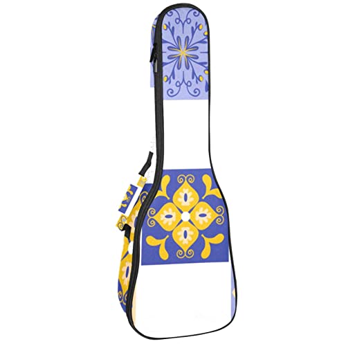 Housse de concert pour ukulélé soprano ou ténor avec rembourrage épais 10mm et motifs carrés