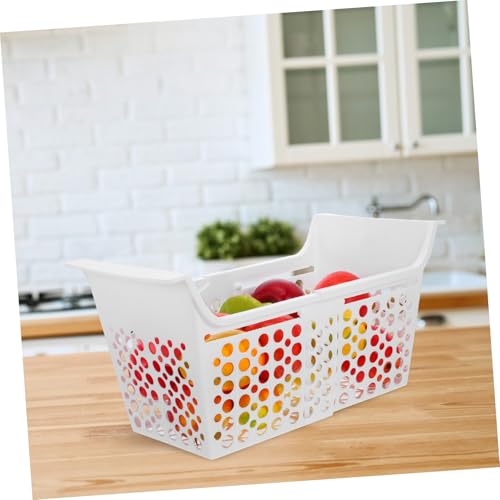 Cesta de congelador extensible SHINEOFI de plástico blanco con drenaje inferior 3