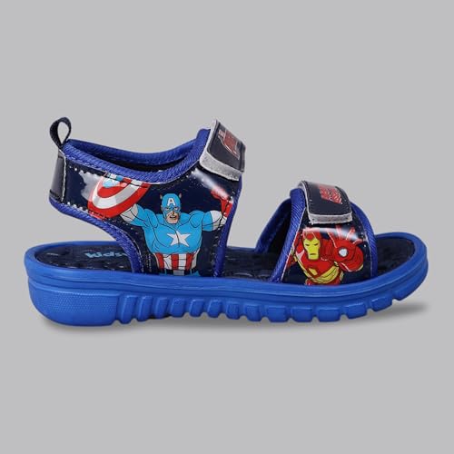 Image of Kidsville Official Marvel Comic Avengers Printed Blue Sandals For Boys Anti-Skid Comfortable | Adjustable Double Strap Closure | Flexible & Lightweight Footwear for Baby