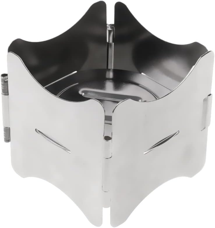 HBJWOV Portable Stainless Steel Folding Wood Stove Pot Stand for Outdoor Picnic Camping Backpacking