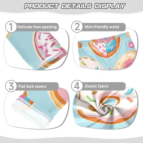 Colorful Donut Pattern Girls Leggings,Workout Leggings for Girls Toddler Athletic Leggings Size for 3-10T3