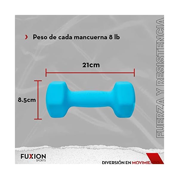 FUXION Neoprene Dumbbell Hand Weights, Sets of 2 Hexagon Non-Slip Weights for Home Gym Yoga Pilates Workout 3 FUXION Neoprene Dumbbell Hand Weights, Sets of 2 Hexagon Non-Slip Weights for Home Gym Yoga Pilates Workout - Image 3