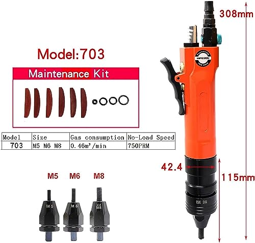 Rivettatrice pneumatica, Strumento di Inserimento filettato, Pistola per Rivetti ad Aria compressa per Allungare la Testa del Rivetto, HF-703,HF-703