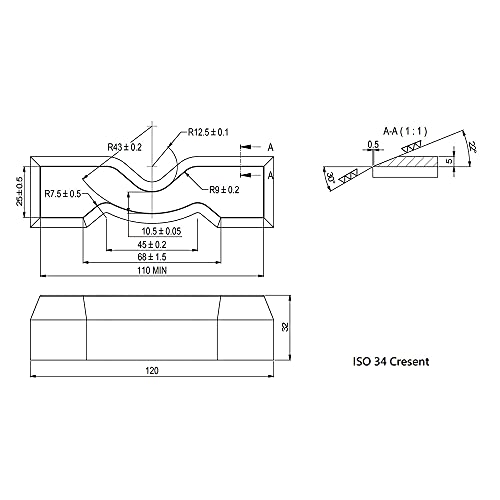 Image of Crescent Shape Cutter for ASTM /ISO /JIS Standards for Rubber Specimen Test utilizing Tensile Testing Machine (CR-ISO 34-1)