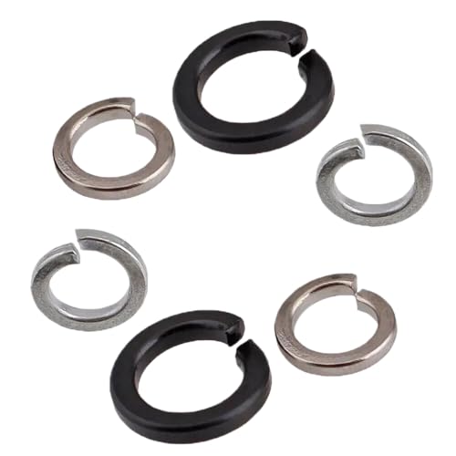 Carbon Steel Spring Washers Lock Washers M2 M2.5 M3 M4 M5 M6 M8 M10 M12 M16 M20 M24 M27 M30 (M5,QTY50Pcs,Black)