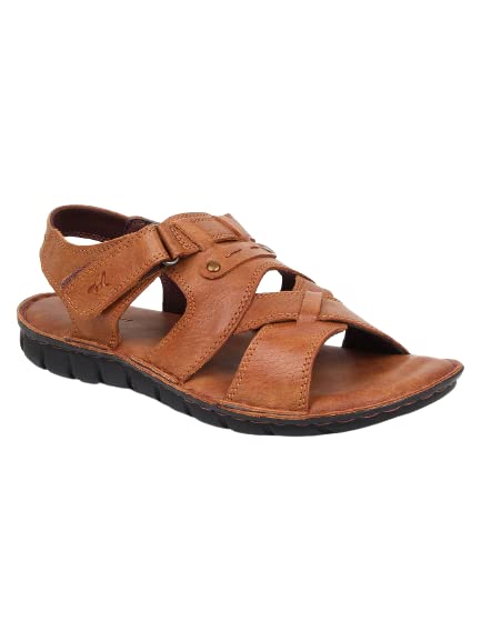 MARDI GRASMen Latest Fashionable Genuine Leather Lightweight | Classic Leather Sandal |Comfortable | Cushioned Insole | Slip Resisdent Sandal For Daily And Formal Wear_Tan