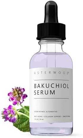 ASTERWOOD Bakuchiol Serum for Face - Retinol Alternative Bakuchiol Oil - Plumping, Anti-Aging and Anti-Wrinkle - Smoothing Skin Care 29ml/1 oz
