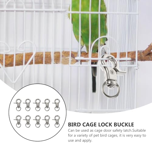 Image of balacoo 10 Pcs Bird Cage Door Lock Buckles Pet Cage Safety Clips Anti-Escape Hook Clips for Parrot Cages Small Medium Large Birdcage Use 1.18 X 0.59 X 0.19 in