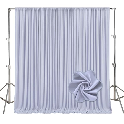 Image of 10ft x 10ft Blueish Gray Backdrop Curtains for Parties, Polyester Fabric Backdrop Drapes with Rod Pockets for Weddings, Birthday, Halloween, Photography, Christmas Party Background Curtain, 2 Panels