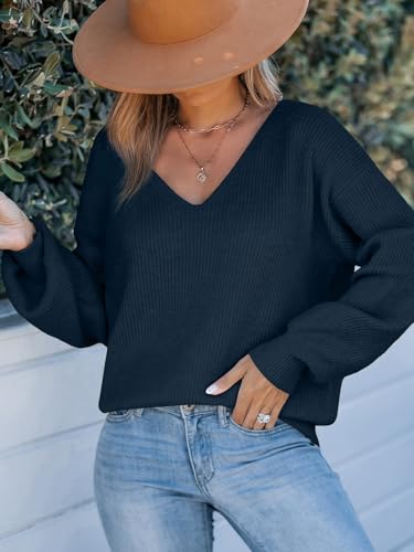 Image of CUPSHE Sweaters for Women Bow Pullover Knit Tops | Long Sleeve V Neck Pullover Sweaters, Soft and Cozy Fabrics, Relaxed Fit, Fall Clothes, Winter Clothing, Cute Fashion
