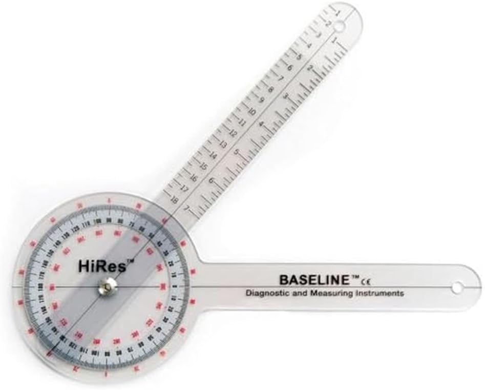 Baseline 12-1000HR Plastic HiRes 360 Degree ISOM Goniometer, 12" Length