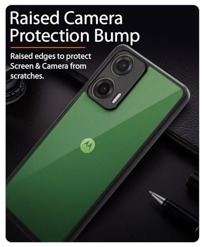 Image of WOW IMAGINE Shockproof Hybrid Back Cover for Motorola Moto G35 5G | Hard Slim fit Back Case | PC & TPU | Clear Transparent Case - Black