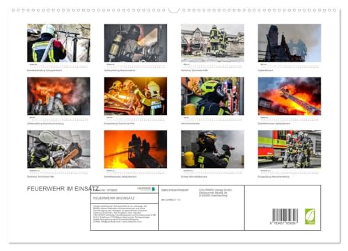 Calendrier 2026 pompiers grand format A2 horizontal cadeau idéal passionnés - 6