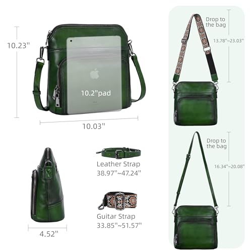 Image of Iswee Leather Crossbody Bags for Women Multi Pockets Medium Shoulder Bag Lightweight Functional Travel Purse