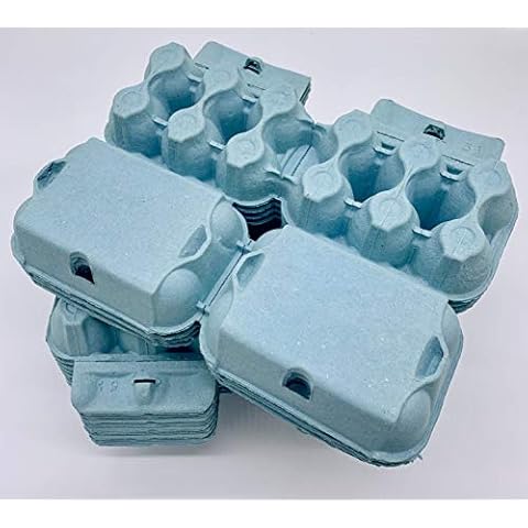 HAPPY CHICKENS 50 NEW 1/2 DOZEN 'FLAT TOP' CARDBOARD EGG BOXES IN BLUE Cover