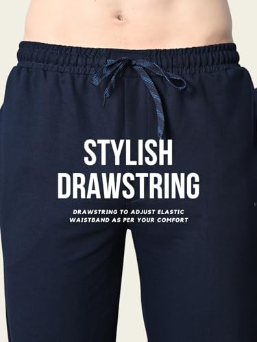 Image of FITINC Regular Fit Cotton Lower Trackpant for Men with Zipper Pockets