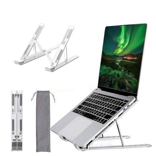 Image of Laptop Stand Adjustable Foldable Metal Laptop Riser Portable Notebook Stand with Multi Angle Positions Desktop Laptop Holder Stand for Desk Use