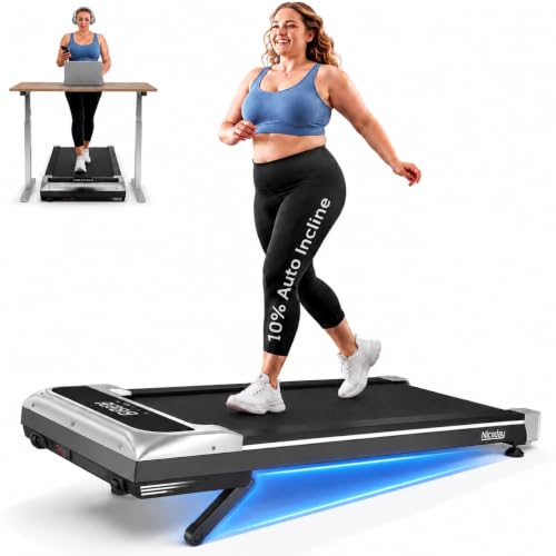 NICEDAY Niceday Walking Pad Treadmill with 10% Auto Incline, 400lbs Weight Capacity, Under Desk Treadmill for Home Office, 3HP Brushless Ultra-Quiet