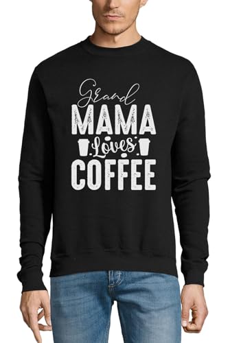 Pull en coton noir Grand Mama Loves Coffee la douceur des instants partagés