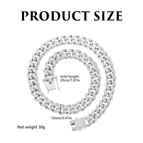 8-Zoll-Welpen-Zirkon-Kubanischer Kettenglied, Hunde-Kette mit Diamant-Kubanischem Kragen, Haustier-Kubanischer Kristallhalsband, Kubanische Hundeketten-Halskette