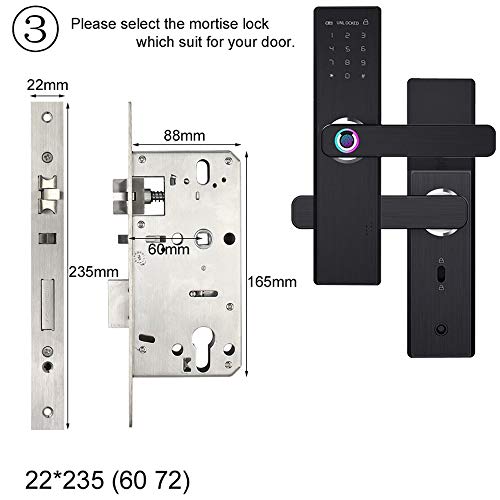 Preisvergleich Produktbild QWERTOUY Fingerabdrucksperre Smart Card Digital Code Elektronisches Türschloss Home Security Einsteckschloss Drahtziehpaneel R-FG5,11