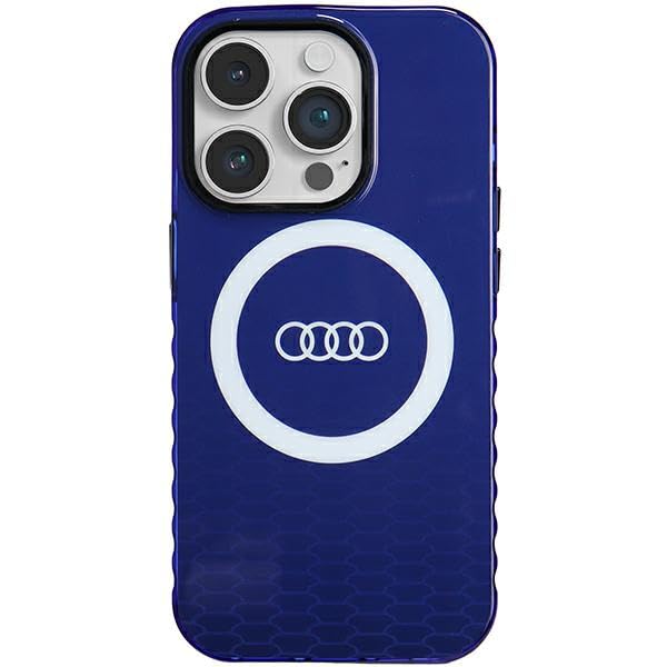 Audi Coque Rigide avec Grand Logo IML pour iPhone 14 Pro, 6,1 Pouces, Bleu, AU-IMLMIP14P-Q5/D2-BE