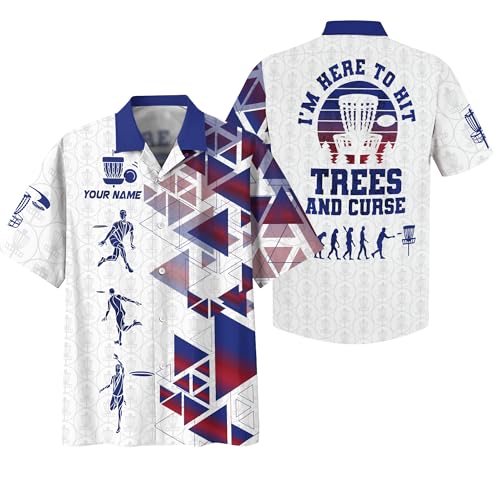 Casual Novelty Disc Golf Hawaii T Shirt Custom Geometric Disc Golf Basket Button Shirt Flying Disc Sport Hawaiian T-Shirt 5XL Multicolor
