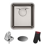 Kraus KD1US17B Fregadero de Cocina ADA de Acero Inoxidable de Calibre 16 de 17 Pulgadas, Brillante