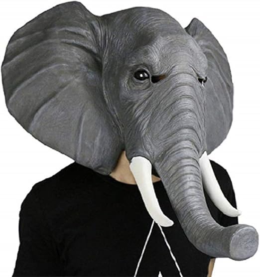 Halloween Elephant Mask, Latex Realistic Animal Mask for Party Cosplay