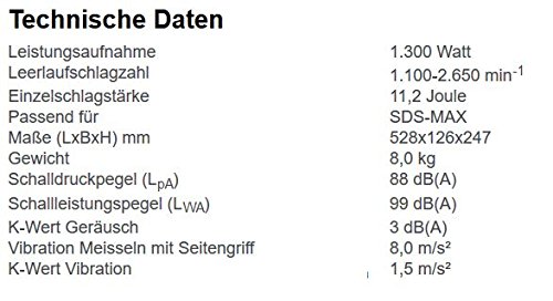 Makita Stemmhammer für SDS-MAX 1,300 W, HM1111C, Blau, Silber, 19 x 550 mm – Bild 5