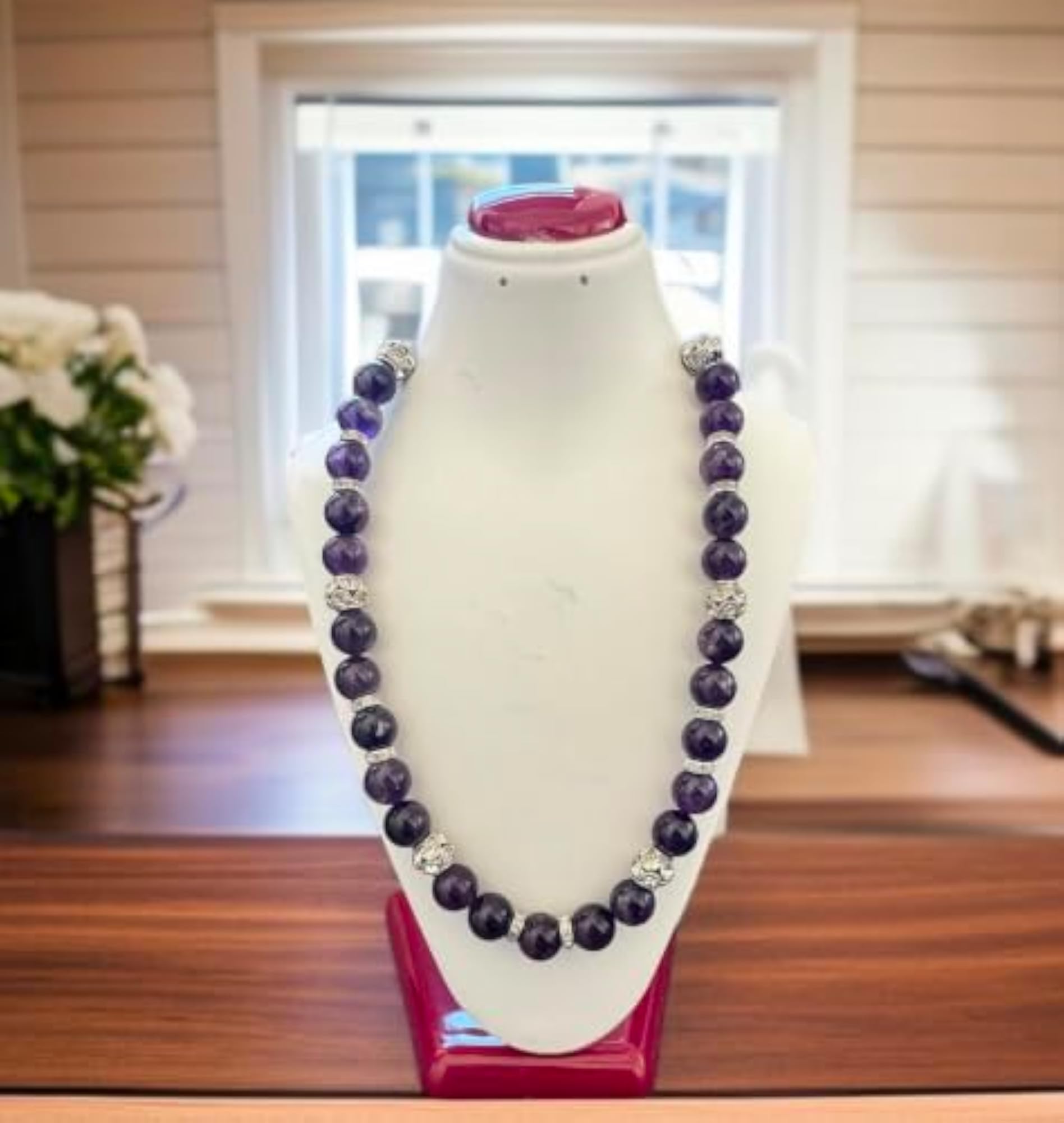 Women's Amethyst Round Necklace