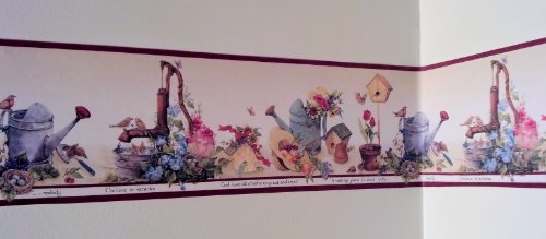 Plants Flowers Gardening Country Wallpaper Border - Red Hrb3993 #TOP2