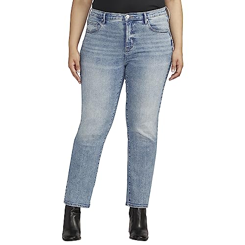 JAG Jeans Women's Plus Size Cassie Mid Rise Slim Straight Leg Jeans, Beacon Blue, 22 Plus