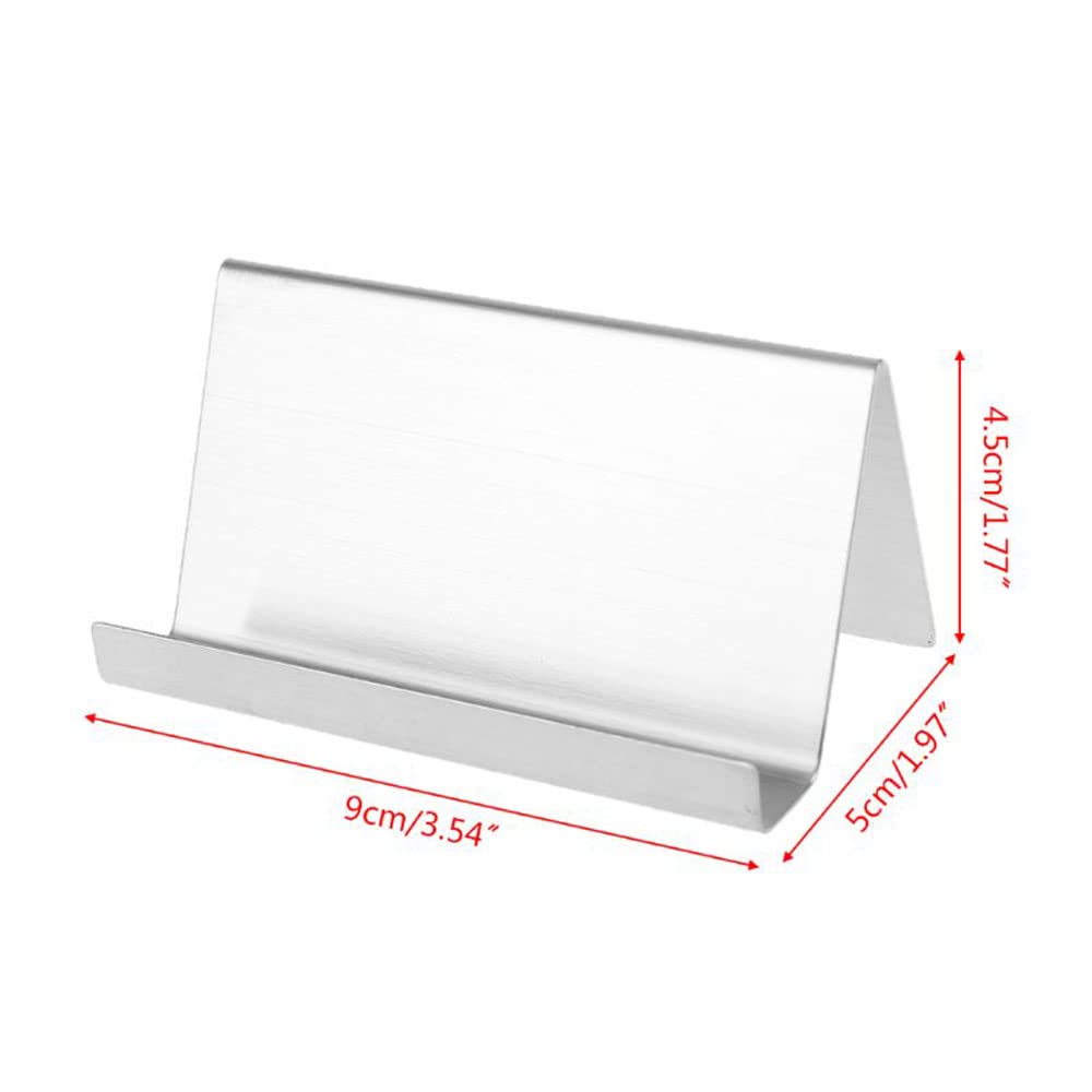 Lot de 5 porte-cartes de visite en acier inoxydable - Pour cartes de visite - Pour bureau - Argenté