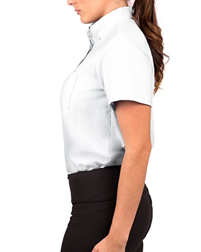 KNG Women’s White Button Down Short Sleeve Oxford Shirt2