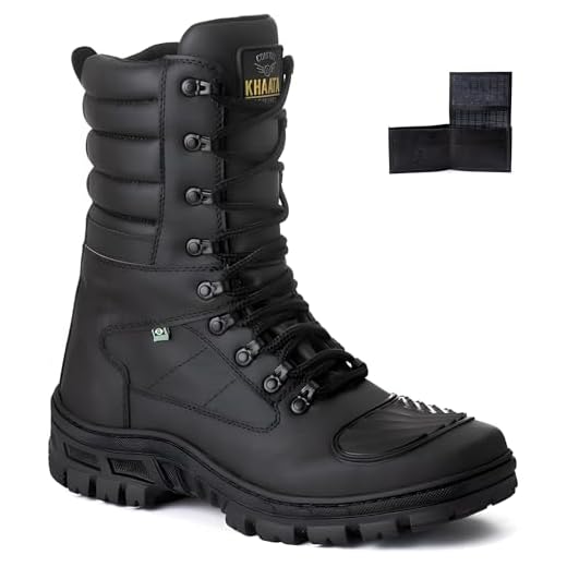Bota Masculina em Couro Cano Longo Alto Preta Coturno Militar Tático Moto Motociclista Motoqueiro Com Zíper Para Trabalho Trilha Acompanha Carteira em Couro (Preto, BR, Adulto, Numérico, 38)