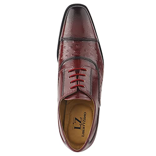 Image of LIBERTYZENO Mens Brogue & Plain Genuine Leather Animal Print Lace Up Oxford Dress Shoes for Easter Gift