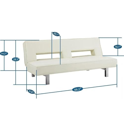 Naomi Home White Futon Sofa Bed, Faux Leather Futon Couch, White Sofa Bed Couch Convertible With Wooden Legs, Pull Out Sofa Bed, Reclining Small Couch Bed, Folding Futon Bed For Living Room #TOP1