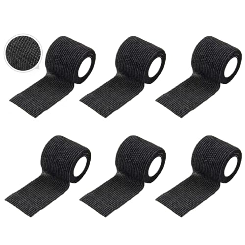 弾性包帯 6巻入 自着性伸縮包帯 不織布 スポーツテープ 柔軟 多機能 家庭用 関節筋肉をサポート運動 応急処置 ペット用など 簡単に裂けて手につかない 2色から選択可能(5cm x 4.5 m、ブラック、ホワイトの2色から選択可能) Frenflu (ブ