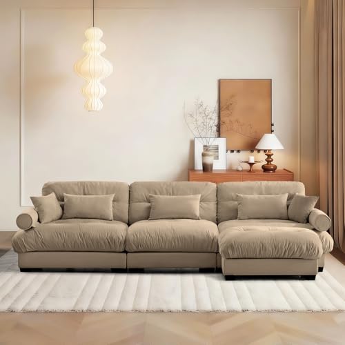 Image of SoarFlash SorFlash Sectional Sofas Couches for Living Room, L Shaped Couch Sofa Set, Small Couches for Small Spaces, Apartment with Movable Ottoman, Brown