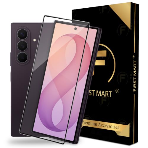 Image of FIRST MART Tempered Glass for Samsung Galaxy Z Fold 8 Ultra 5G, 9H Full-Glue Screen Protector, 3D Edge-to-Edge, HD Clear, Oleophobic, Case-Friendly, Black, Pack of 1